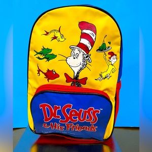 DR SEUSS VTG 1997 DR SEUSS & HIS FRIENDS BACKPACK ADJ STRAPS ZIP UP FRONT POCKET